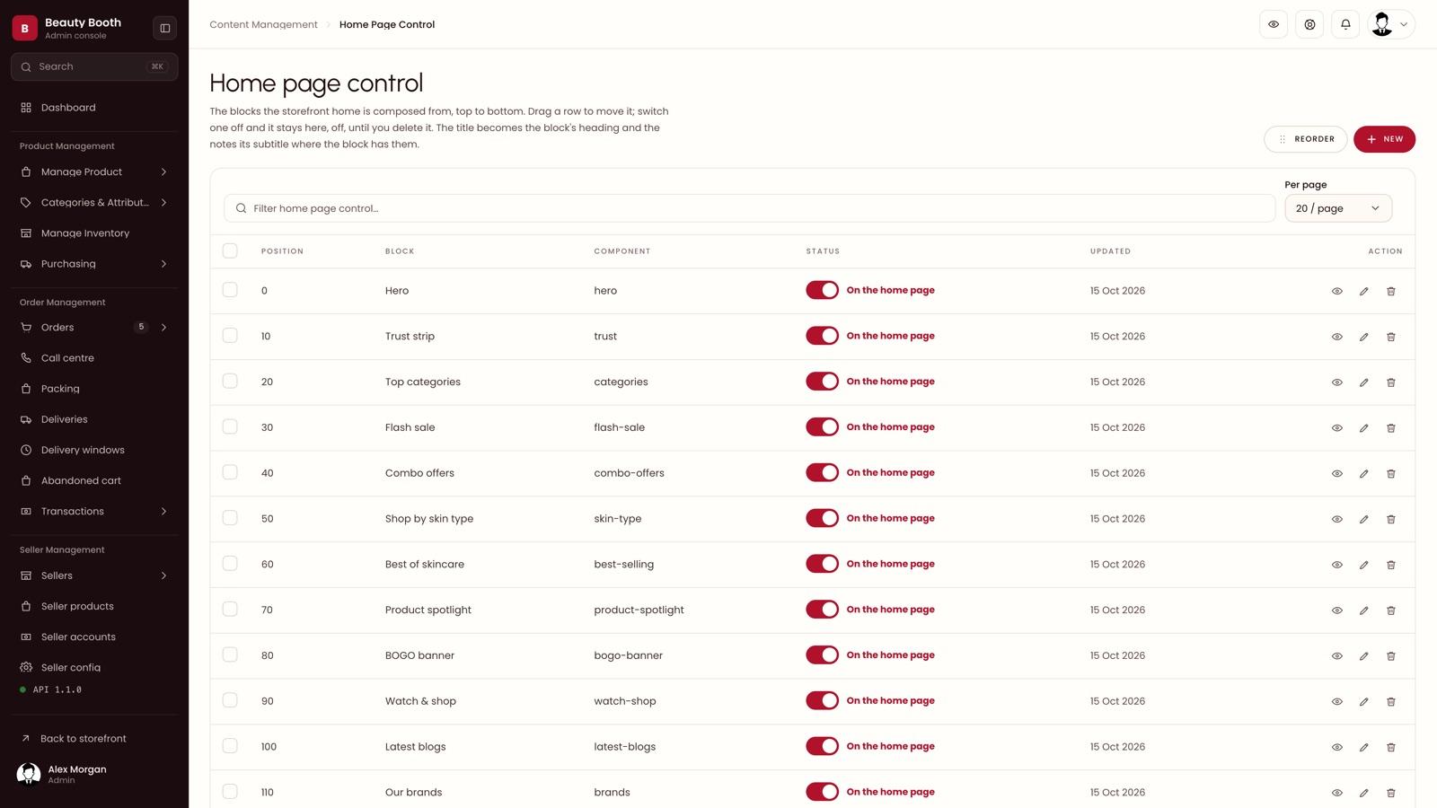 Home page control