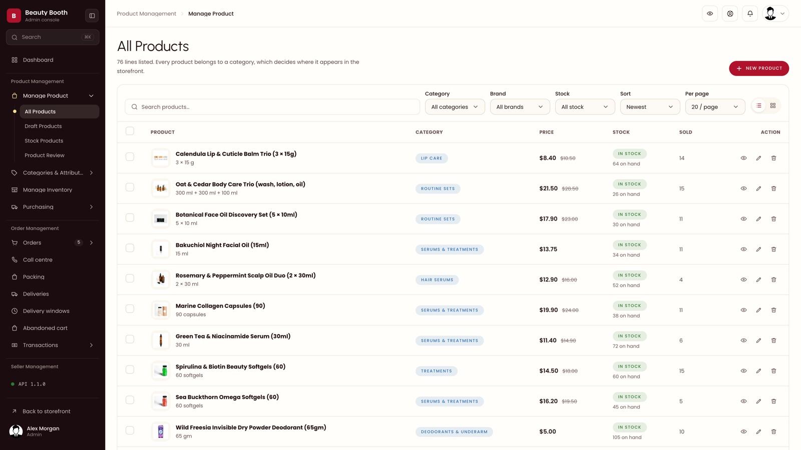 Products list